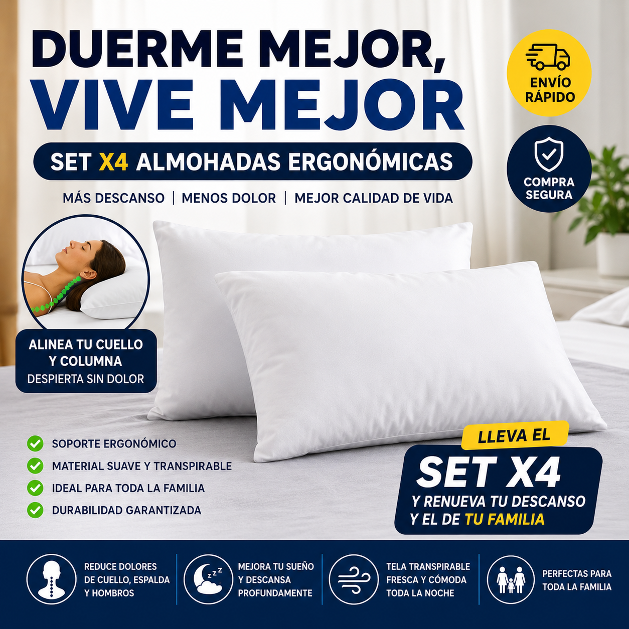 Almohadas ComfortPlus™ – Descanso Sin Dolor